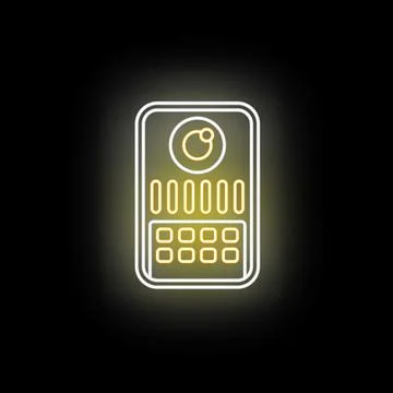 Glowing neon intercom icon for smart home security 스톡 일러스트