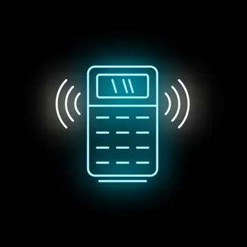 Glowing neon intercom icon transmitting wireless signal 스톡 일러스트