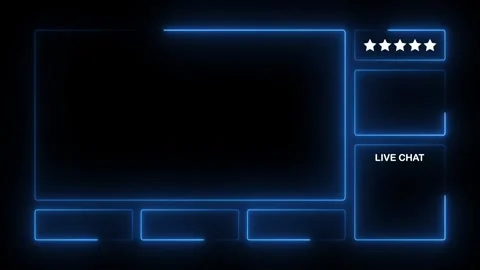 Glowing neon intermission stream overlay with HUD face cam border animation.. Stockbeeldmateriaal 336203252