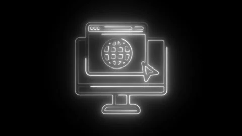 Glowing neon internet browsing icon isolated on black background. HD Video .. Stock Footage 304116321