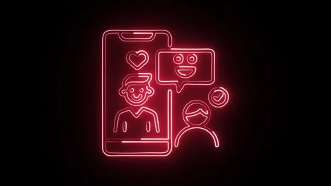 Glowing neon Internet icon  HD Video motion graphic animation Stock Footage 304858799