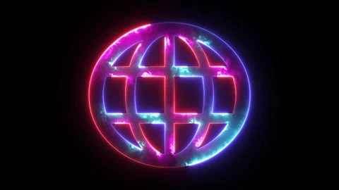 Glowing neon internet or round web icon. Abstract symbol icon of online Stock Footage 295933121