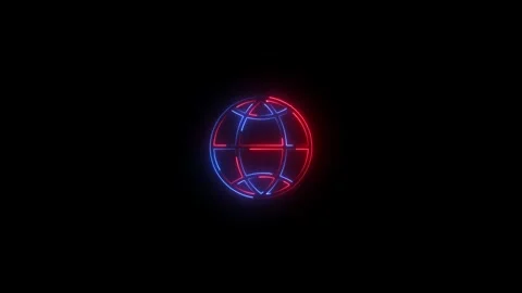 Glowing neon internet or round web icon. Animated neon globe symbol.Neon gl.. Stock Footage 310074839