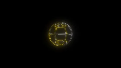 Glowing neon internet or round web icon. Animated neon globe symbol.Neon gl.. Stock Footage 310074845