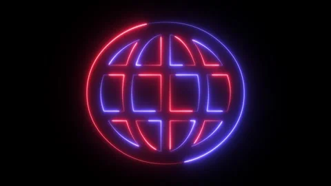 Glowing neon internet or web icon. Abstract symbol icon of online Stock Footage 293555633