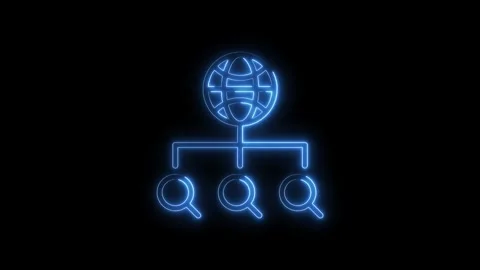 Glowing neon internet search network concept animation on black background .. Stock Footage 316840463