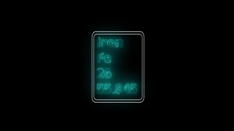 Glowing neon Iron element animation. Neon Iron element animated on black ba.. 库存影片 341675741