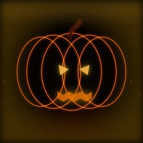 Glowing neon jack o lantern pumpkin graphic for halloween autumn seasonal d.. Stock Footage 345690224