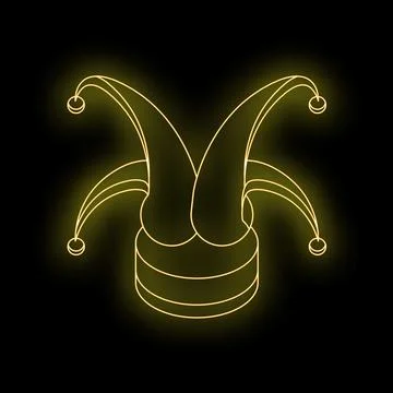 Glowing neon jester hat symbolizing entertainment and humor Stock Illustration