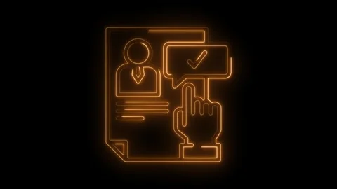 Glowing neon job application approval process with hand cursor on black bac.. Stock Footage 309913148