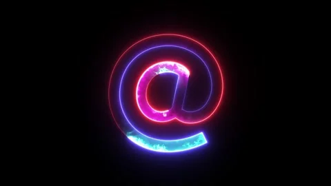 Glowing neon keyboard or email icon at the rate "@" Stock Footage 293554455