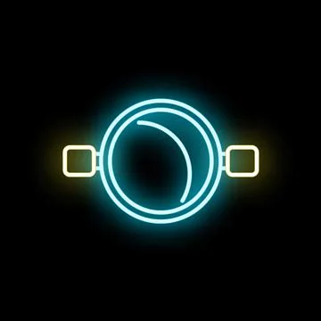 Glowing neon kitchen pot or pan icon Stock Illustration