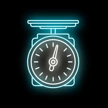 Glowing neon kitchen scale measuring weight icon Stock Illustration
