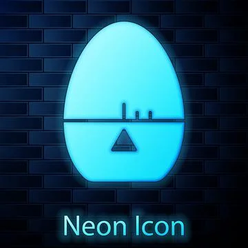 Glowing neon Kitchen timer icon isolated on brick wall background. Egg timer Stock Illustration