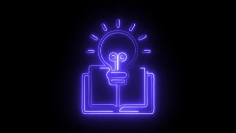 Glowing neon knowledge and education icon isolated on black background. HD .. Stock Footage 304533649