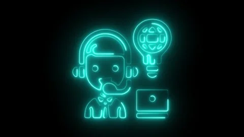 Glowing Neon Knowledge Base Icon, Symbol of Information, Learning, and Expe.. Stock Footage 301190160