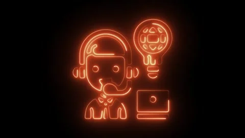 Glowing Neon Knowledge Base Icon, Symbol of Information, Learning, and Expe.. Stock Footage 301190164