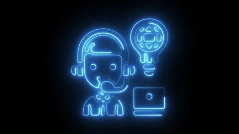 Glowing Neon Knowledge Base Icon, Symbol of Information, Learning, and Expe.. Stock Footage 301190359