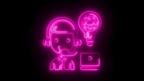Glowing Neon Knowledge Base Icon, Symbol of Information, Learning, and Expe.. Stock Footage 301190657