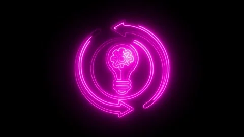 Glowing neon knowledge exchange icon isolated on black background. HD Video.. Stock Footage 314642048