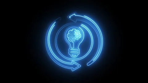 Glowing neon knowledge exchange icon isolated on black background. HD Video.. Stock Footage 314642052