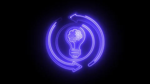 Glowing neon knowledge exchange icon isolated on black background. HD Video.. Stock Footage 314642053
