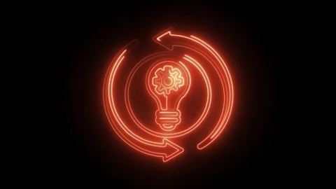 Glowing neon knowledge exchange icon isolated on black background. HD Video.. Stock Footage 314642067
