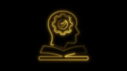 Glowing Neon Knowledge Icon, Symbol of Learning and Wisdom, HD Video Motion.. Stock Footage 301278982