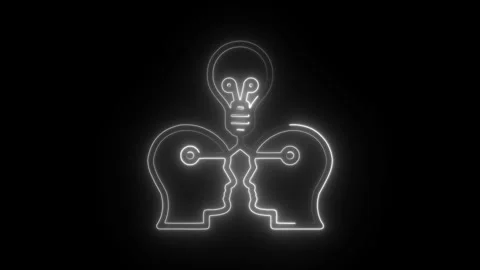 Glowing neon knowledge transfer icon isolated on black background. HD Video.. Stock Footage 304110157