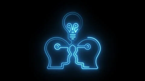 Glowing neon knowledge transfer icon isolated on black background. HD Video.. Stock Footage 304110165
