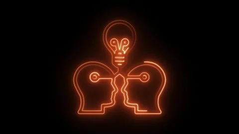 Glowing neon knowledge transfer icon isolated on black background. HD Video.. Stock Footage 304110168