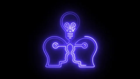 Glowing neon knowledge transfer icon isolated on black background. HD Video.. Stock Footage 304110219