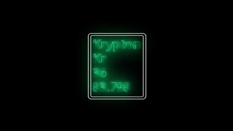 Glowing neon Krypton element animation. Neon Krypton element animated on bl.. Stockbeeldmateriaal 341675755