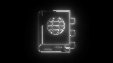 Glowing neon language learning icon isolated on black background. HD Video .. Vídeos de archivo 304238408