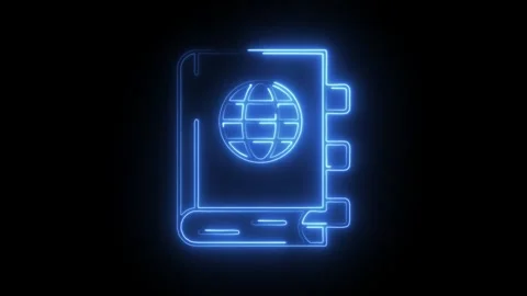 Glowing neon language learning icon isolated on black background. HD Video .. Vídeos de archivo 304238409