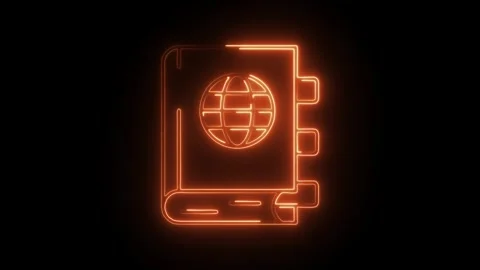 Glowing neon language learning icon isolated on black background. HD Video .. Vídeos de archivo 304238433