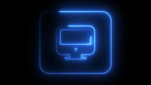 Glowing neon laptop icon animation isolated on black background Stock Footage 340183653