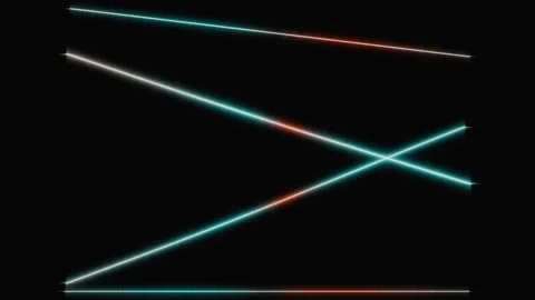 Glowing neon laser lines crossing on a dark background Stock Footage 346661897