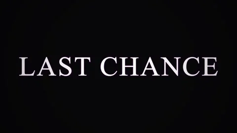 Glowing neon 'Last Chance' text pulses against a dark void for urgent promo.. Stock Footage 344035491