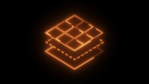 Glowing neon layer icon isolated on black background. HD Video motion graph.. Stock Footage 304535032