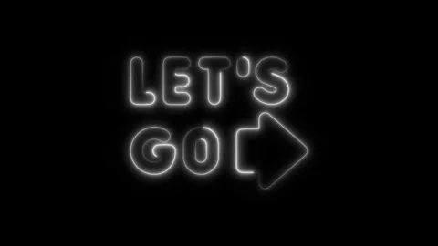 Glowing neon lets-go icon isolated on black background. HD Video motion gra.. Stock Footage 304155264