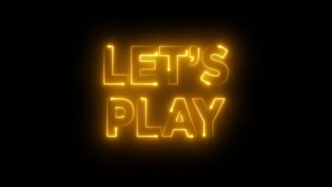 Glowing neon Let's play text animation isolated on black background Stock Footage 319904460