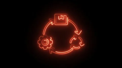 Glowing neon lifecycle icon isolated on black background. HD Video motion g.. Stock Footage 304111252