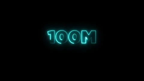 Glowing Neon Light 100 Millions Letter Icon Animation Stock Footage 320893161