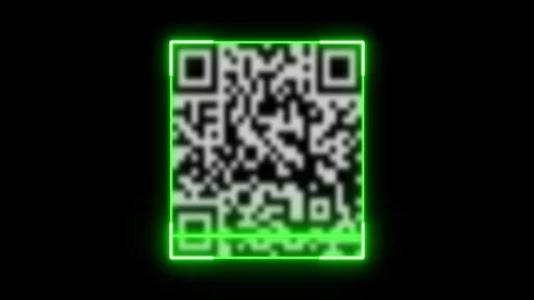 Glowing neon light animated barcode or qr code scanner, QR code scanner animatio Stock Footage 303194612