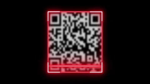 Glowing neon light animated barcode or qr code scanner, QR code scanner animatio Stock Footage 303194620