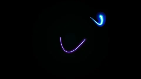 Glowing neon light art, abstract face shape on black background Stock Footage 331361129