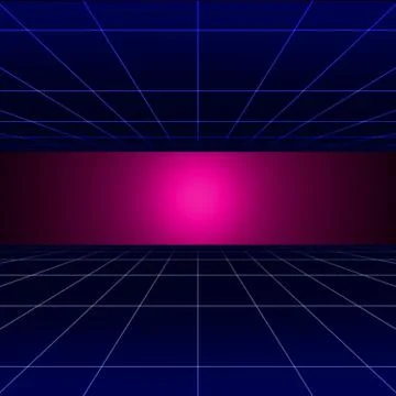 Glowing neon light. Background template. Retro video games, futuristic design Stock Illustration