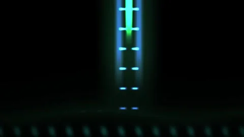 Glowing neon light bar with blue green hues on dark background technology. Stock Footage 337468245