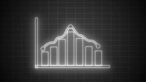 Glowing Neon Light Bar Chart Animation for Financial, Neon Bar and Line Gra.. Vidéo 318104464